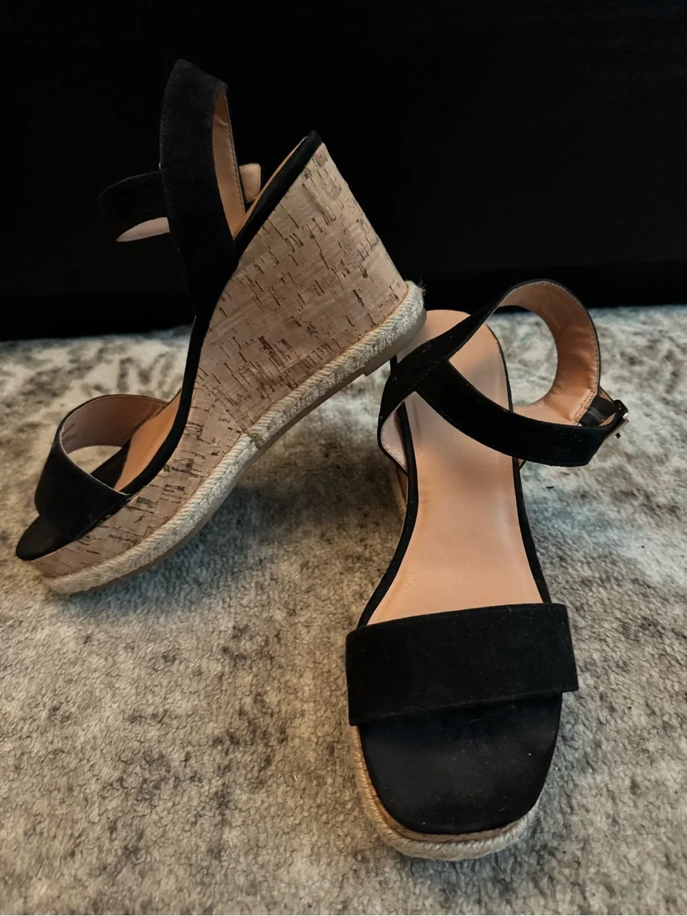 Madden Girl Black Suede Espadrille Wedge Sandals